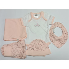Newborn Baby Romper 5 Pieces Set - Pink